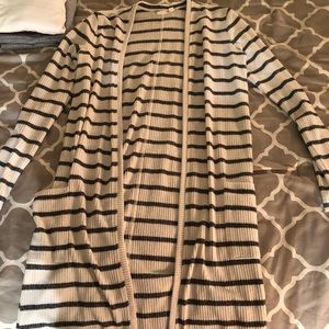 Striped long cardigan